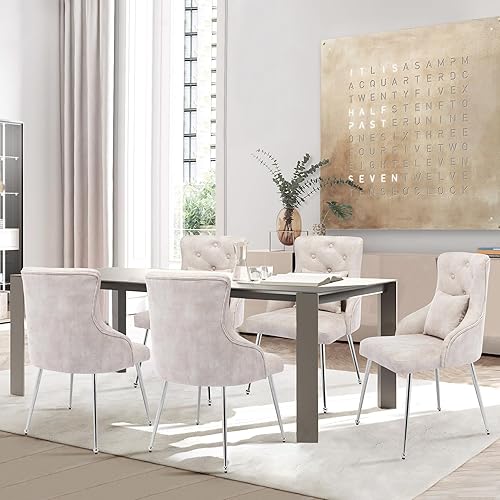 Miniatura 28 de Silla de tocador de terciopelo con respaldo, moderna silla pequeña sin brazos con patas de metal, silla auxiliar tapizada para sala de estar, Gris