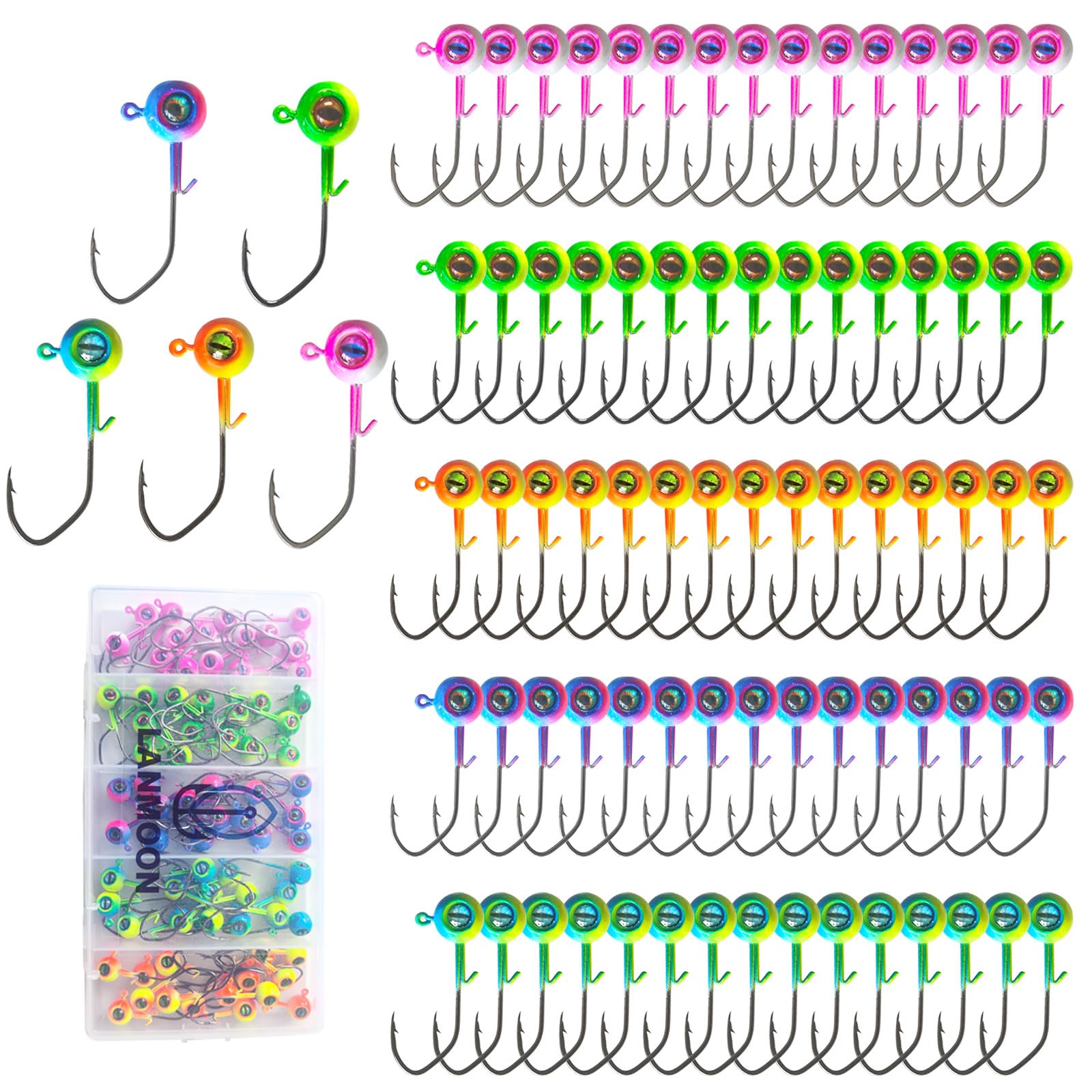Crappie Jigs 75pack Jig Heads for Fishing Crappie Trout Bass 1/32oz 1/16oz 1/8oz