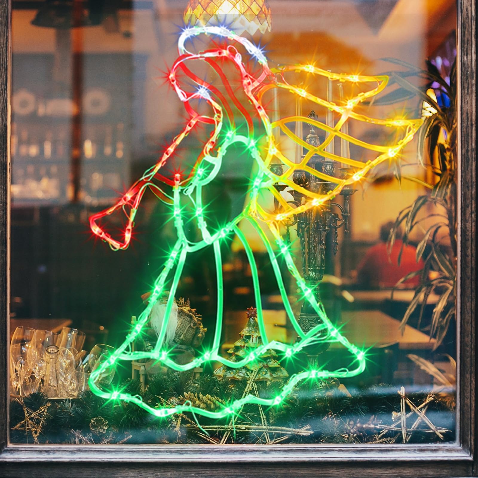 TRWYMZ Decoraciones navideñas: luces de silueta de ventana de Navidad de 16 pulgadas