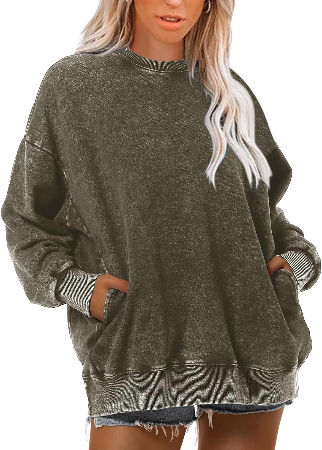 Oversized Vintage Hoodie for Women Cotton Loose Fit Baggy Hooded Sweatshirt Trendy Basic Acid Wash Pullover Top