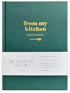 Betterday Studio RECIPE Book with space for 50 Recipes, Write your own recipes, Blank inside, Recipe Journal, Diary, Gift for Foodies, Cooking Present (Forest Green)
