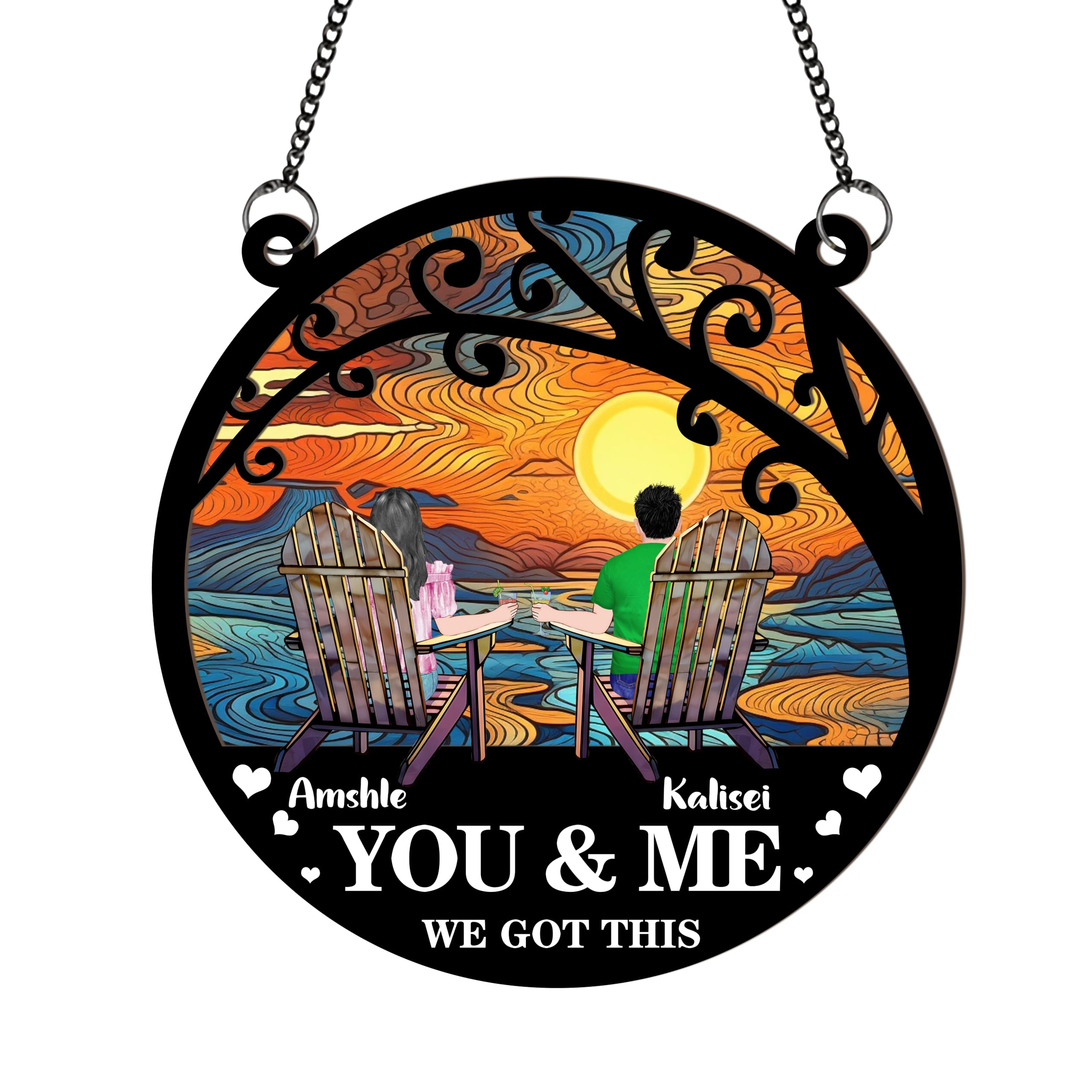 Personalized You & Me We Got This Suncatcher,Custom Window Hanging Ornament,Anniversary Housewarming Birthday Couples Gifts for for Him,Her,Wife,Girlfriend,Husband