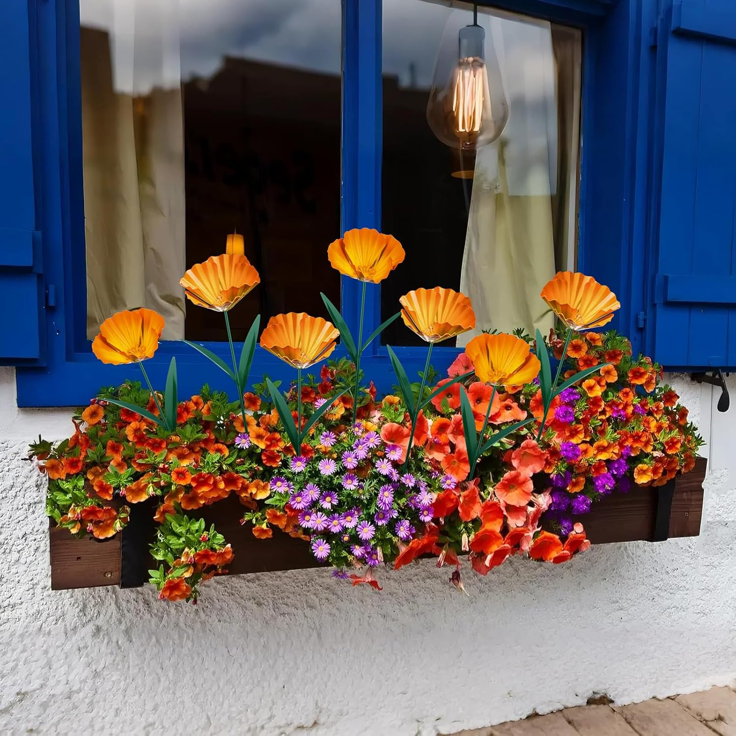 5 Pack Metal Flowers Garden Stake Decor for Outside 25. 2 Inch Metal Flowers Stakes Garden Decorations for Outdoor Yard Patio Lawn Porch Pathway