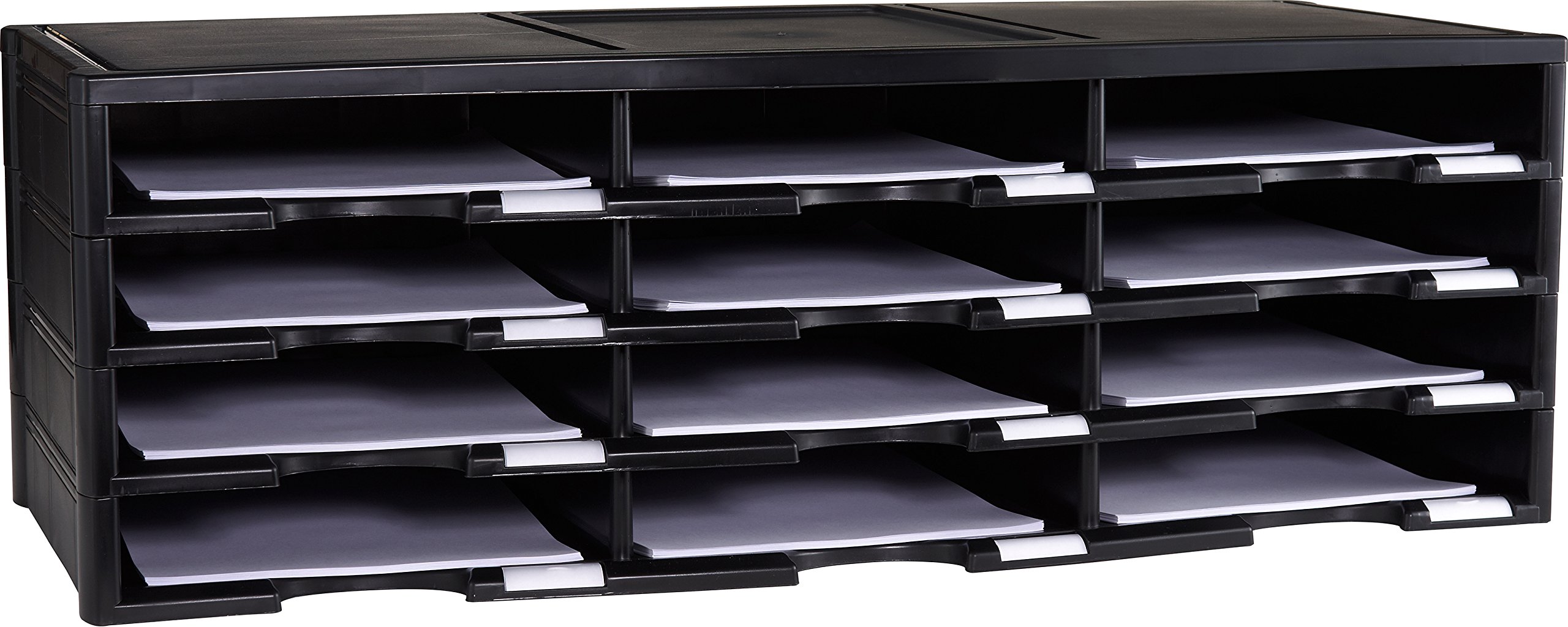 Storex Modular 12-Compartment Literature Organizer, Black
