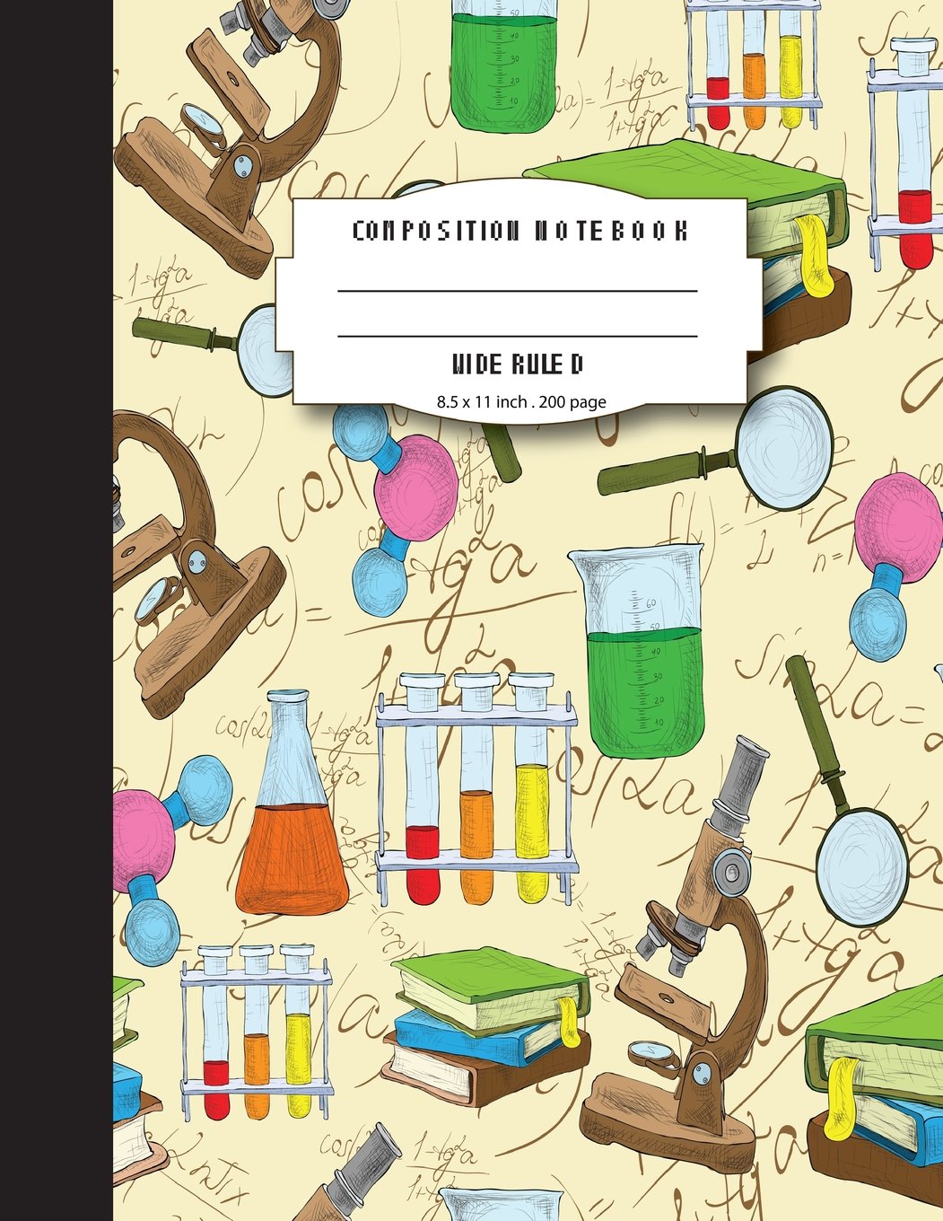 Composition notebook wide ruled 8.5 x 11 inch 200 page,Colorful fun lab and science: Large composition book journal for school student/teacher/office