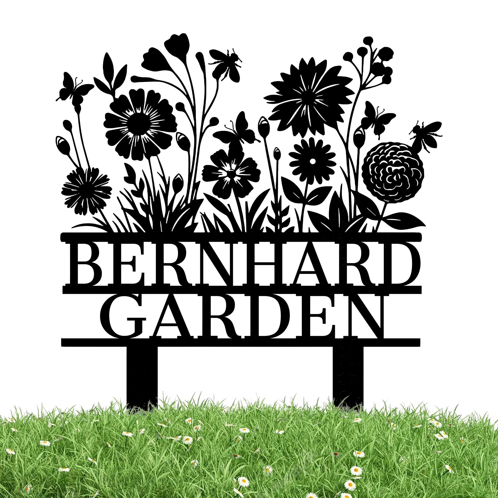 SJZUISL Personalized Garden Stake Metal Sign, Custom Garden Sign for Outside Gardening Gifts, Personalised Street Sign with Stake, House Address Numbers for Lawn