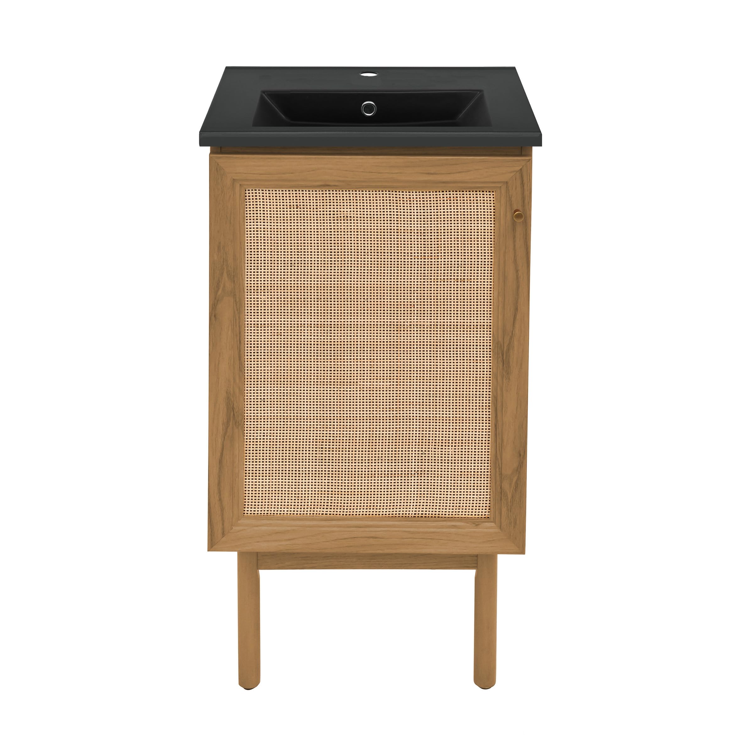 Swiss Madison Classe 18 in. Oak Bathroom Vanity with Black Ceramic Sink Top