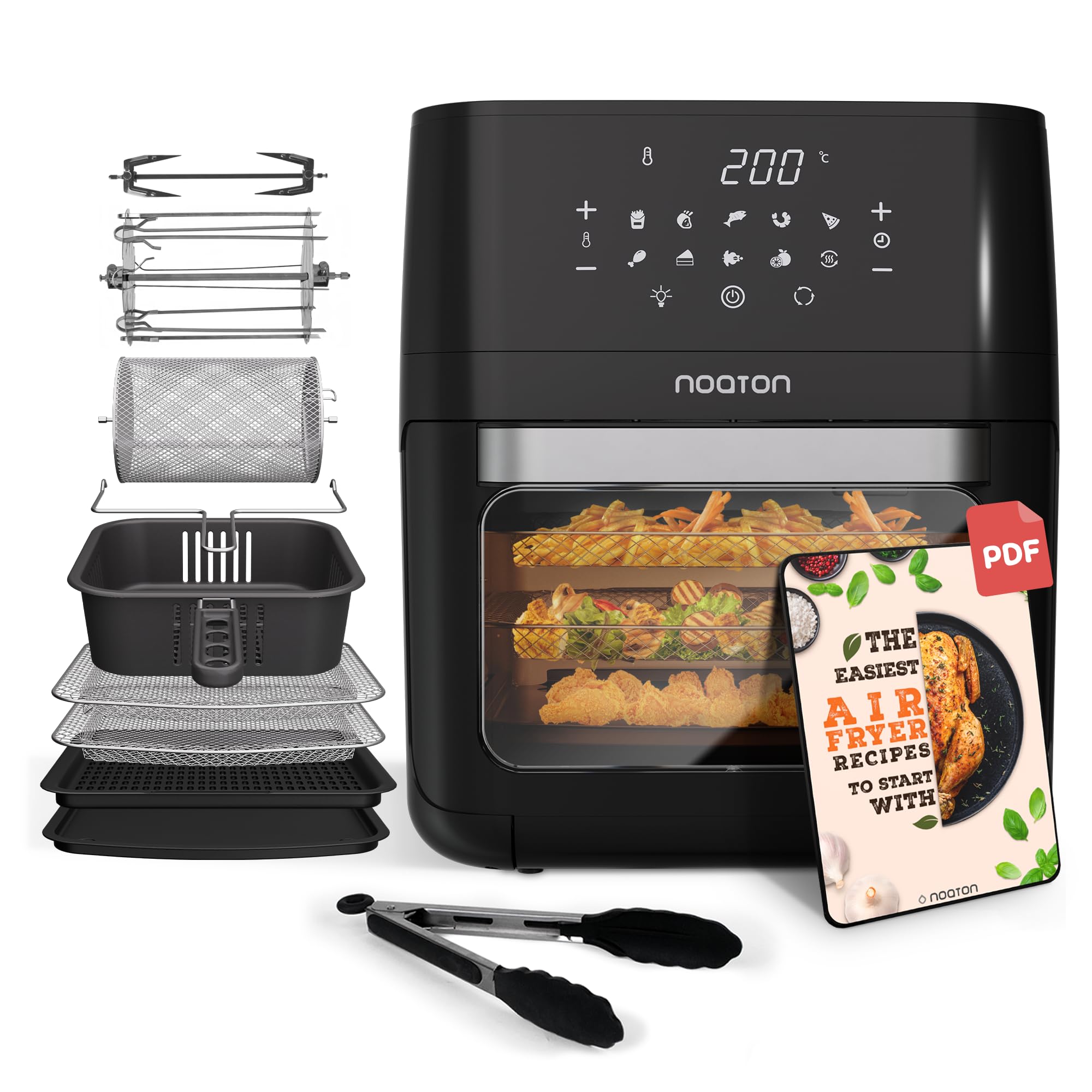 Friggitrice Ad Aria Noaton A120 Ultra Pro 12L - 1800W, 10 Programmi, Display Digitale, Nera - Foto 12