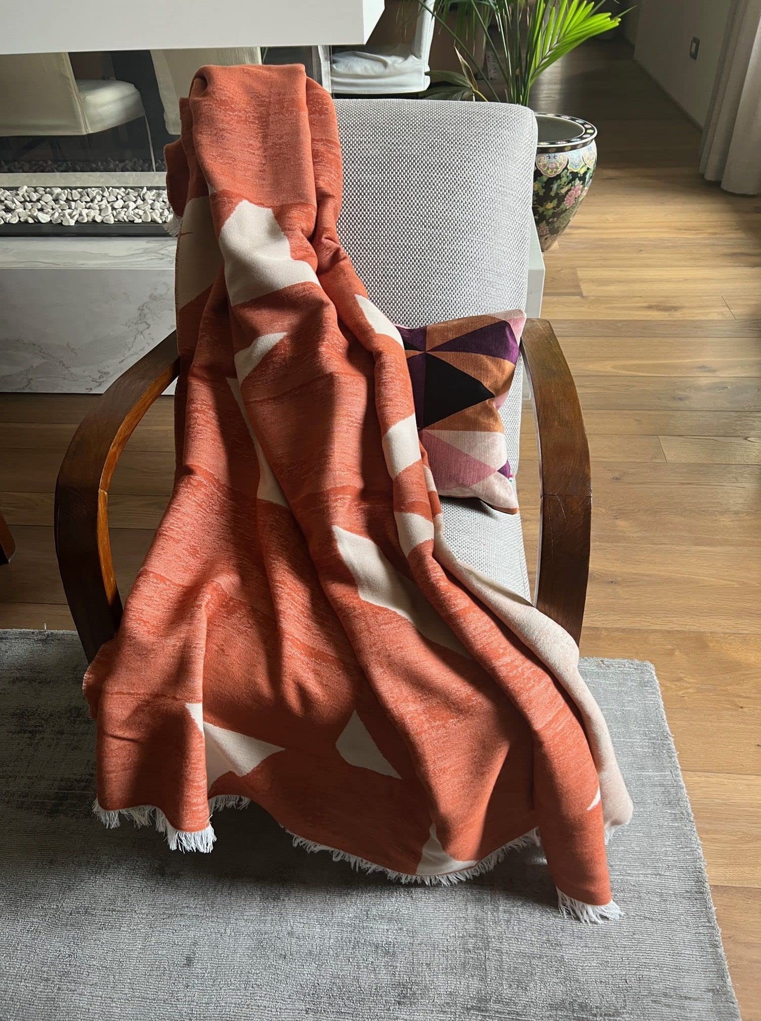 Somma Plaid Yoko Cotone 140x200 con Frange Tramonto Arancione