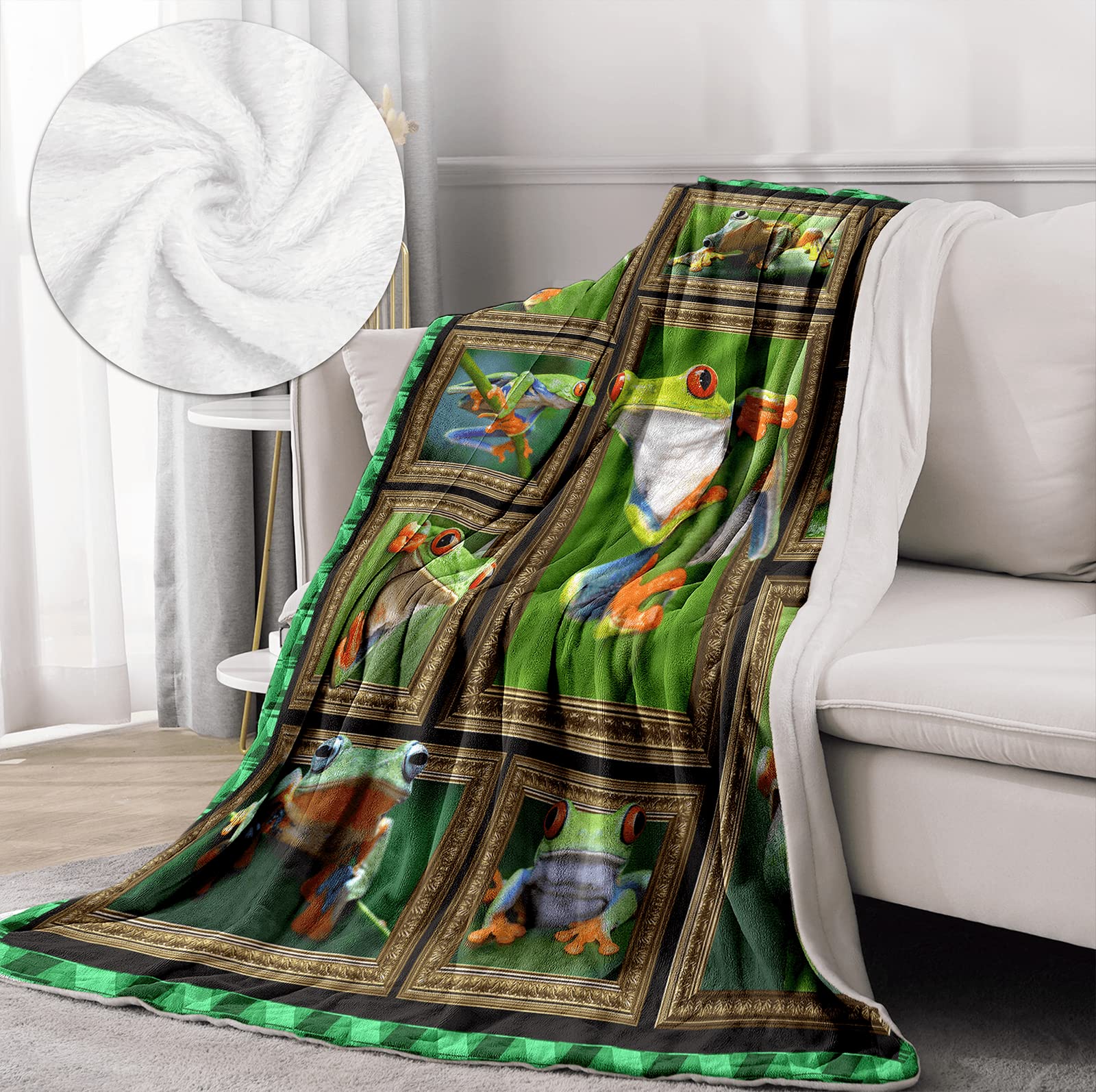 WOTDKG Coperta con rana per neonati e ragazze, con stampa rana, per bambini, regali per amanti delle rane, morbida e accogliente, in pile di flanella, idea regalo per neonati, 101 x 127