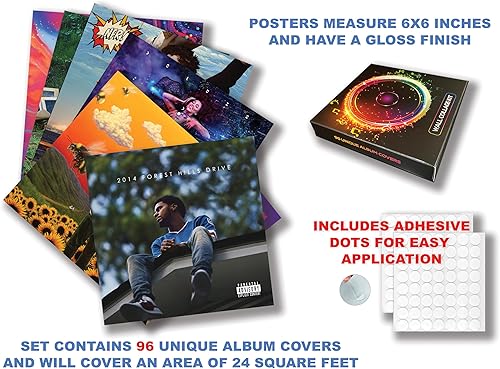 Miniatura 2 de 96 pósteres únicos para portadas de álbumes, collage de pared, decoración HIP-HOP, Rap, bandas musicales, carteles de 6 x 6 pulgadas, impresos en