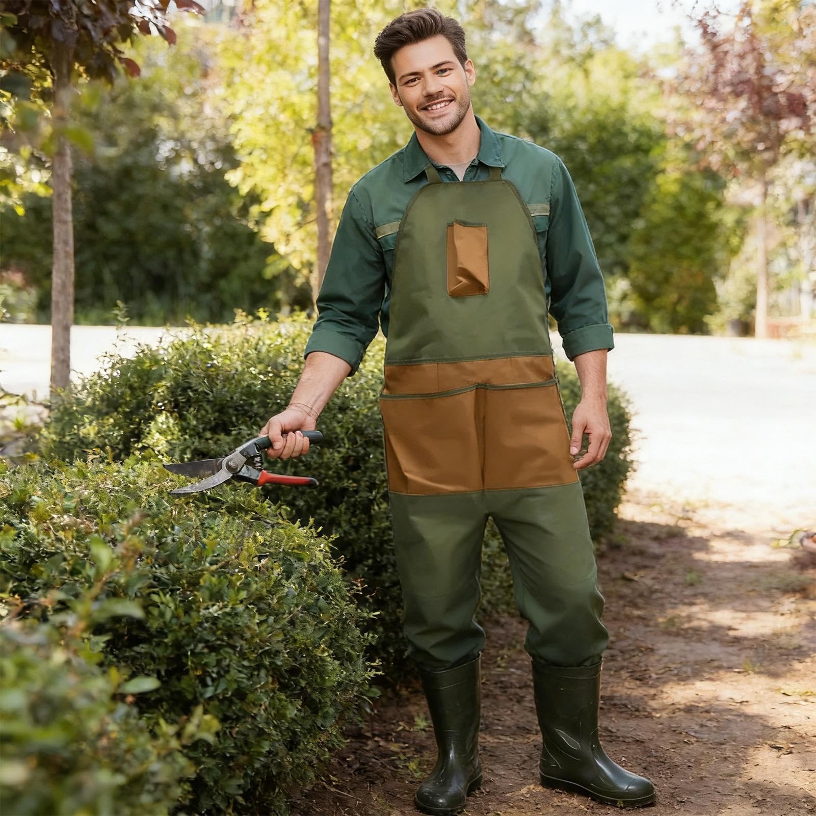 Grembiule da giardino con tasche, regolabile con tasche, grembiule da lavoro da giardinaggio, da donna, per la raccolta della vita, lavori agricoli, manutenzione degli uomini e donne