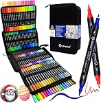 Artecho Acrylic Paint Markers 72 Colors with Bag, Acrylic Paint Pens with Brush Tip and Fine Tip for Stone, Rock Painting, Paper, Pumpkin, Wood, Egg, Canvas, Ceramic, Fabric, leather, Glass