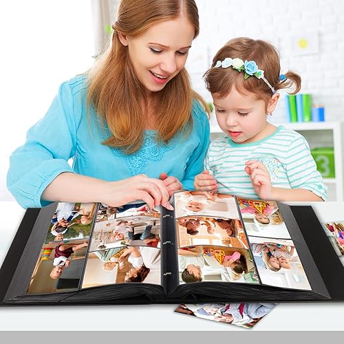 Miniatura 8 de Álbum de fotos de 1000 bolsillos con cubierta de piel de 4 x 6 pulgadas, capacidad extra grande para 1000 fotos horizontales y verticales, páginas