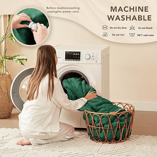 Miniatura 66 de Homemate - Manta eléctrica térmica con apagado automático en 1, 2, 4, 6 u 8 h, 10 niveles de calor, tela de franela y sherpa, protección contra 01