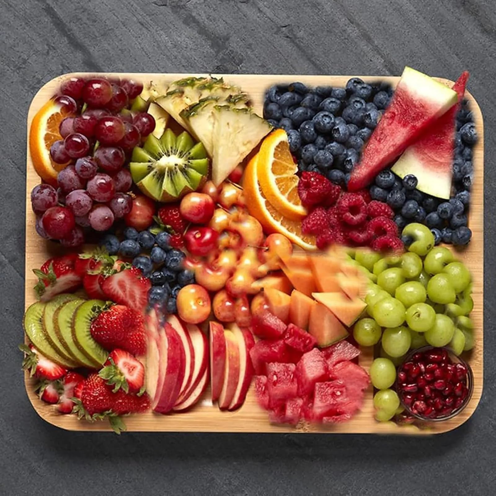 Tabla de queso con tapa - Bandeja de madera para servir charcutería, plato de corte reversible para cocina, fiesta, picnic, boda, ideal para los amantes de la comida