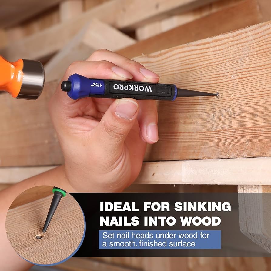 WORKPRO 3-Piece Nail Punch Set, Includes 1/32