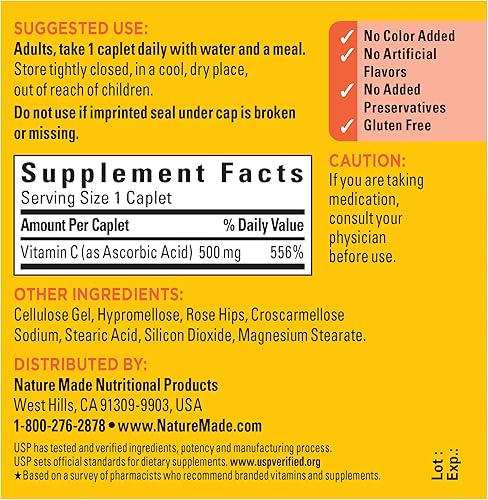 Miniatura 5 de Nature Made Vitamina C 500mg con Rose Hips 130tabletas por naturaleza Made