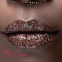 Vista 4 de SG STAY GOLDEN COSMETICS It's Cocoa Glitter Lip Kit sin delineador de labios, a prueba de manchas, larga duración, 2 onzas