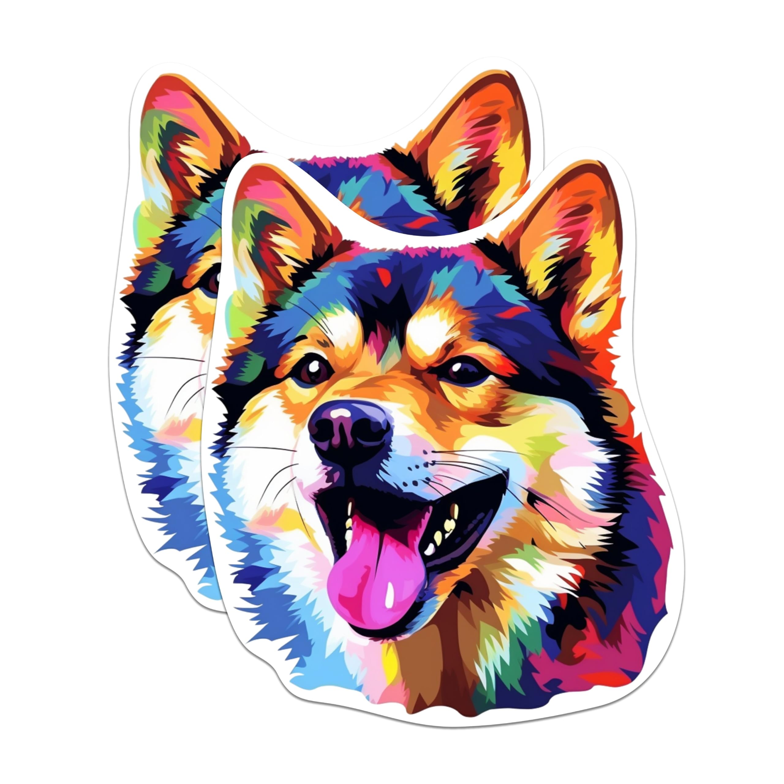 (2 Pack) Shiba Inu Dog Breed Stickers - 5 Inches On Longest Side - Choose from Over 100 Dog Breeds - for Cars, Trucks, Skateboards, Laptops - Made in USA - BMCS1949