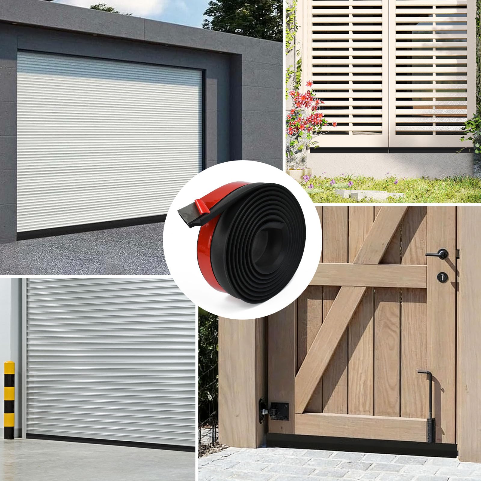 Joint de Porte de Garage 3m, Joint de Bas de Porte de Garage Sectionnelle Bande d'étanchéité de Seuil de Porte de Garage avec Clous pour Bloquer le Vent, la Pluie, la Neige et la Poussière
