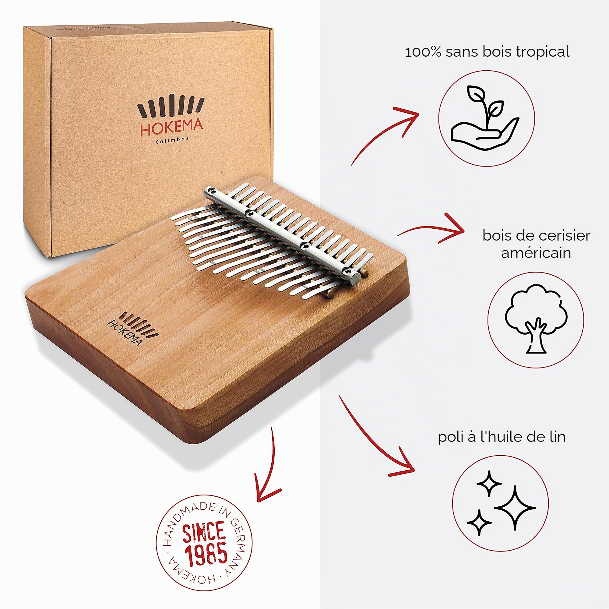 Piano à pouce Hokema Kalimba B17 - Instrument de musique facile à apprendre - Parfait pour les débutants - Piano à doigts pour enfants et professionnels