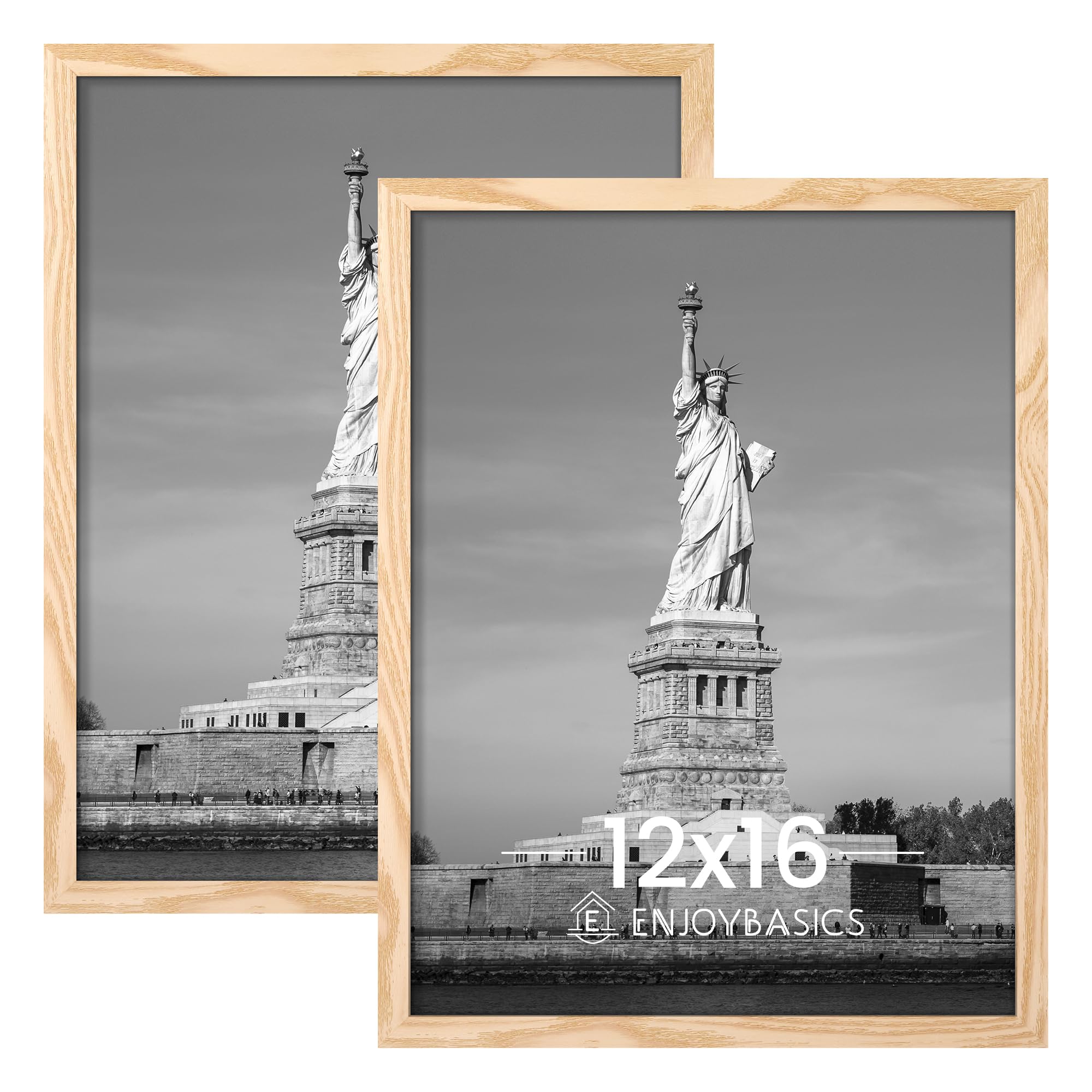 12x16 Picture Frame, Display for 12 x 16 Poster, Wall Gallery Photo Frames, Natural, 2 Pack