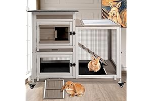 Rabbit Hutch Indoor 40" L Large 2 Story Outdoor Wooden Bunny Hutch with Run