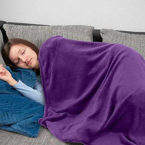 Miniatura 4 de Preboun 6 mantas de franela de 50 x 60 pulgadas, 285 GSM, manta de microfibra de forro polar cálido para todas las estaciones, manta suave para