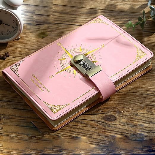 YEKUYEKU Lockable Diary, Combination Locked Journal, Lockable Notebook