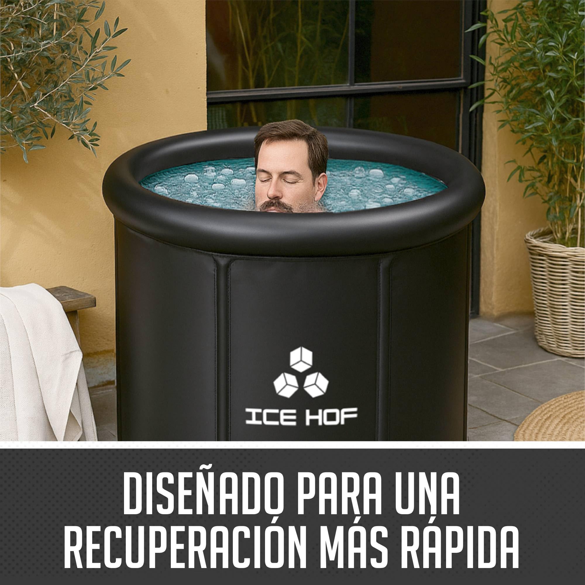 Ice Hof® Bañera Hielo Recuperación 400L | Nueva Versión Mejorada 2026 Extra Grande Ø80x80 cm | Cold Plunge Tub – Piscina de Hielo Inmersión Individual | Ice Bath Tub para Baños de Agua Fría