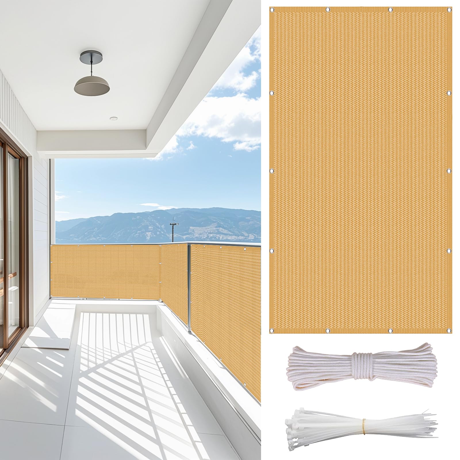 Protection UV et Soleil avec ce Pare Vue de Balcon Respirant en Polyéthylène