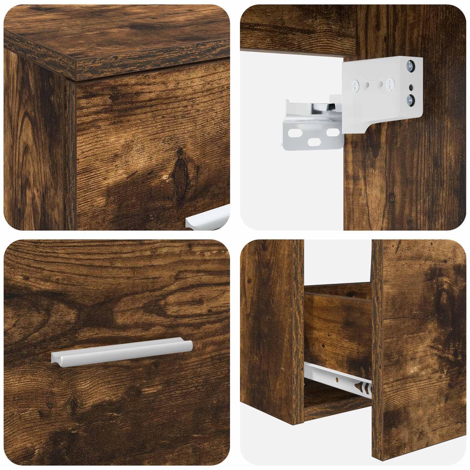 Juego Mueble Baño 3 Piezas Roble Ahumado