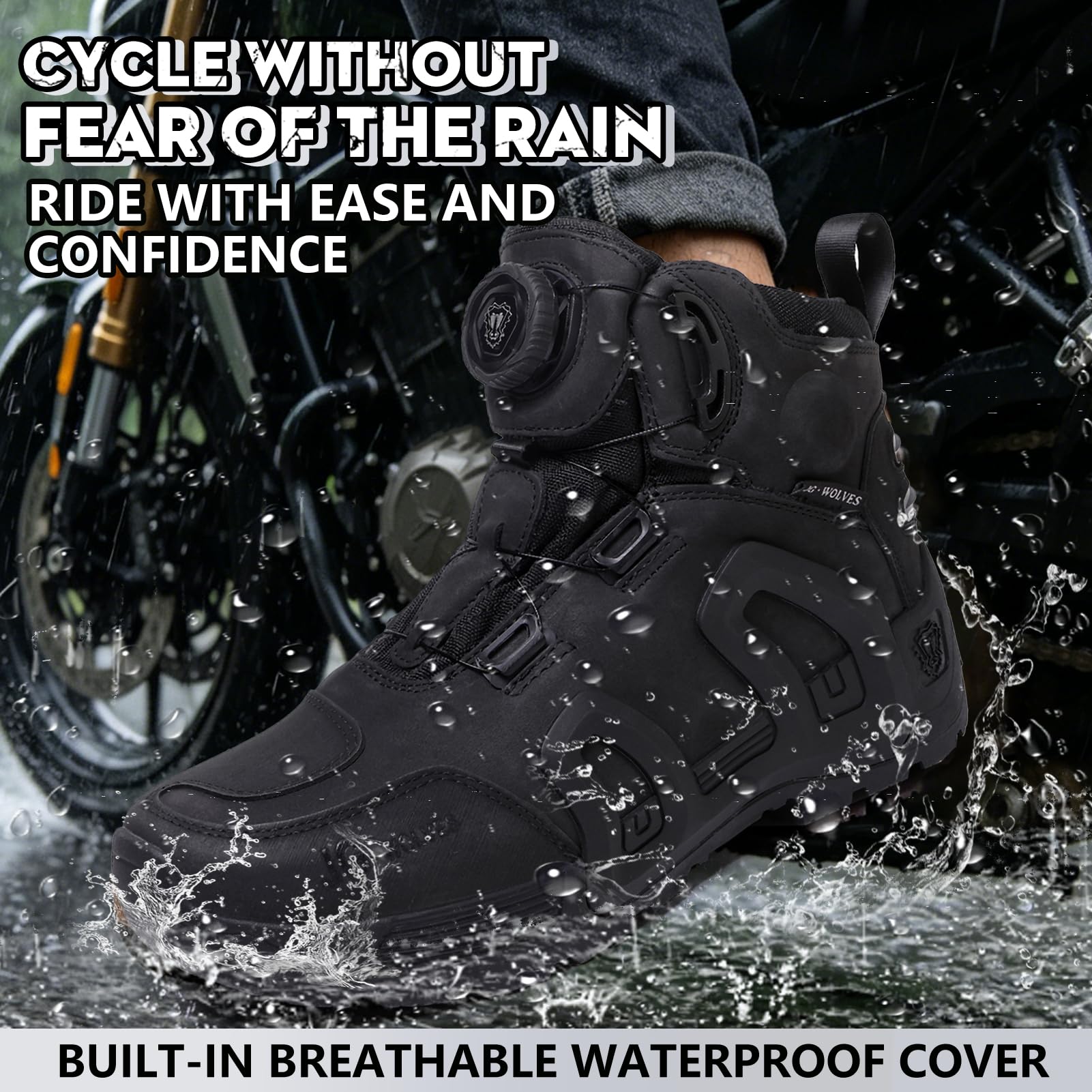 Botas de Moto Hombre Zapatos de Motocicleta Antideslizantes