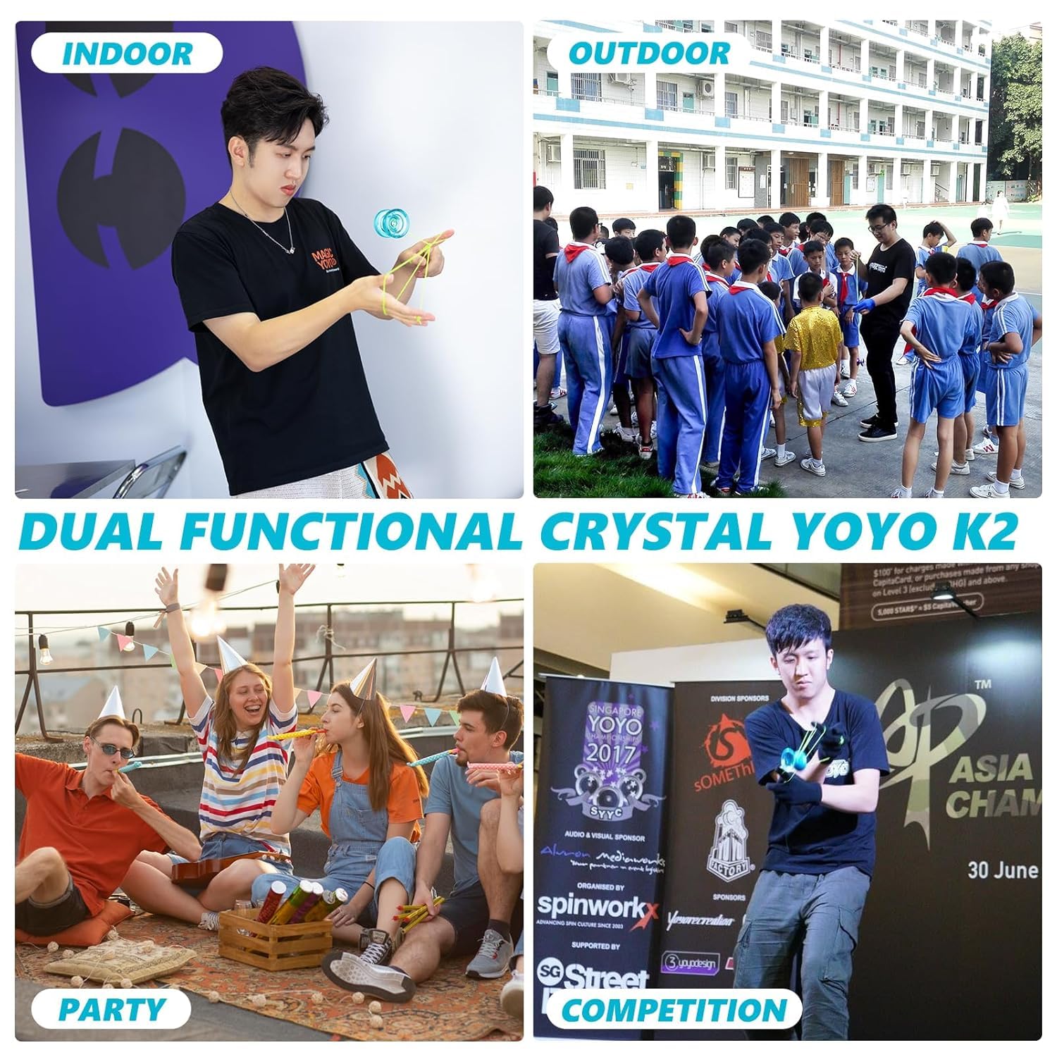 The Autostory Magic Yoyo K2 Plus Crystal Green – Dual Purpose Responsive & Unresponsive Yoyo for Beginners & Pros, Includes KK Bearing, Removal Tool, Bag & 12 Strings – Yo-yo Set for Kids & Adults - Image 7 thumbnail