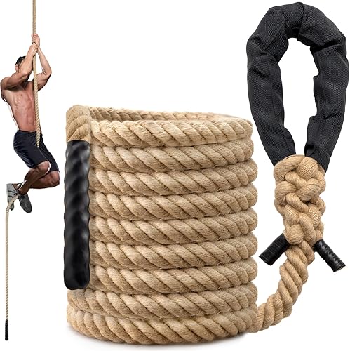 Climbing Rope Gym Workout - 10FT 15FT 20FT 25FT 30FT 35FT Heavy Duty Jute Thick Ropes for Adults Strength Training Outdoor Tree Swing Indoor Home