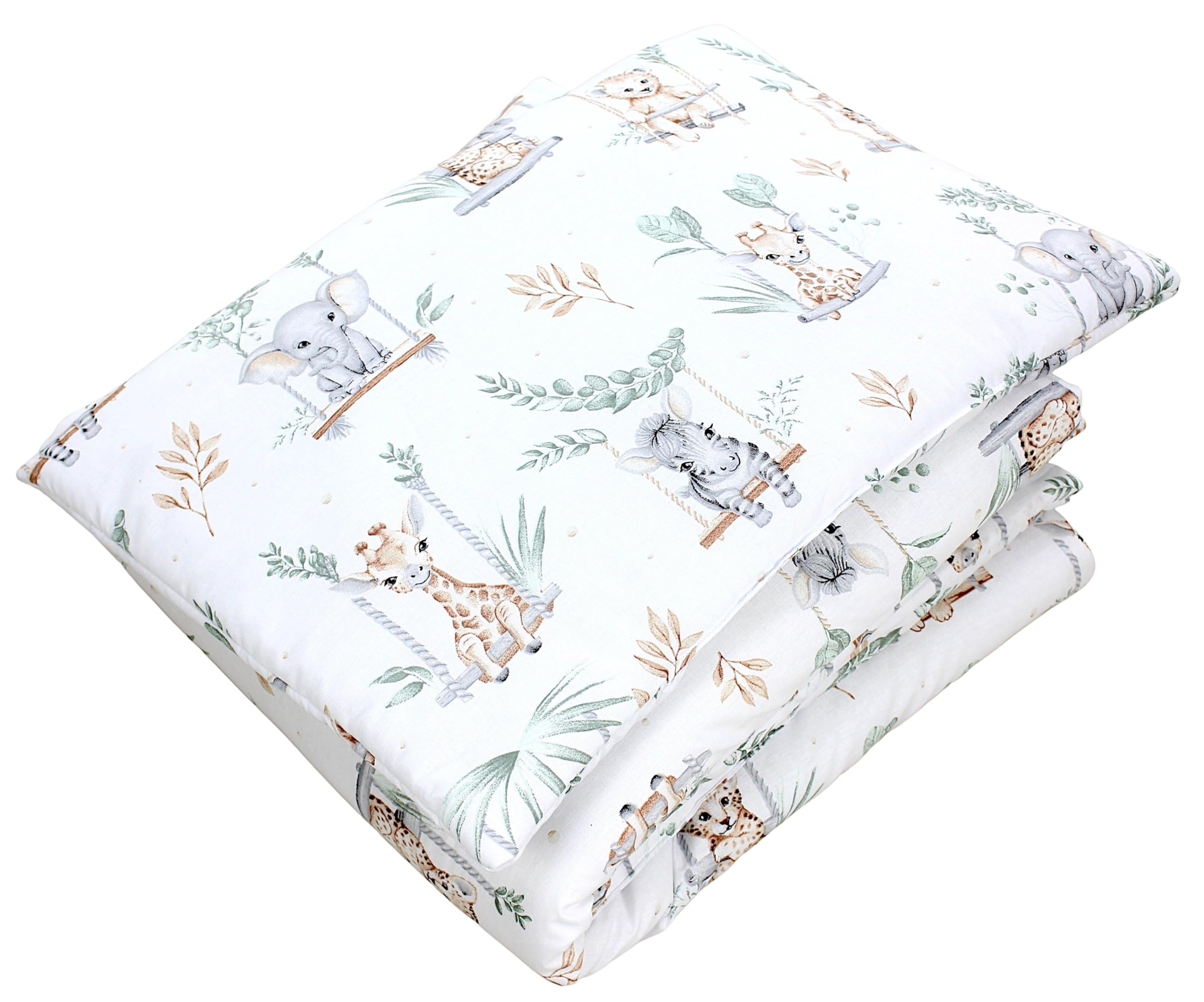TupTam Set di Piumone Fantasia per Bambini Tutte le Stagioni Cuscino Piatto 2 pz., Safari sull'altalena, 135x100 cm