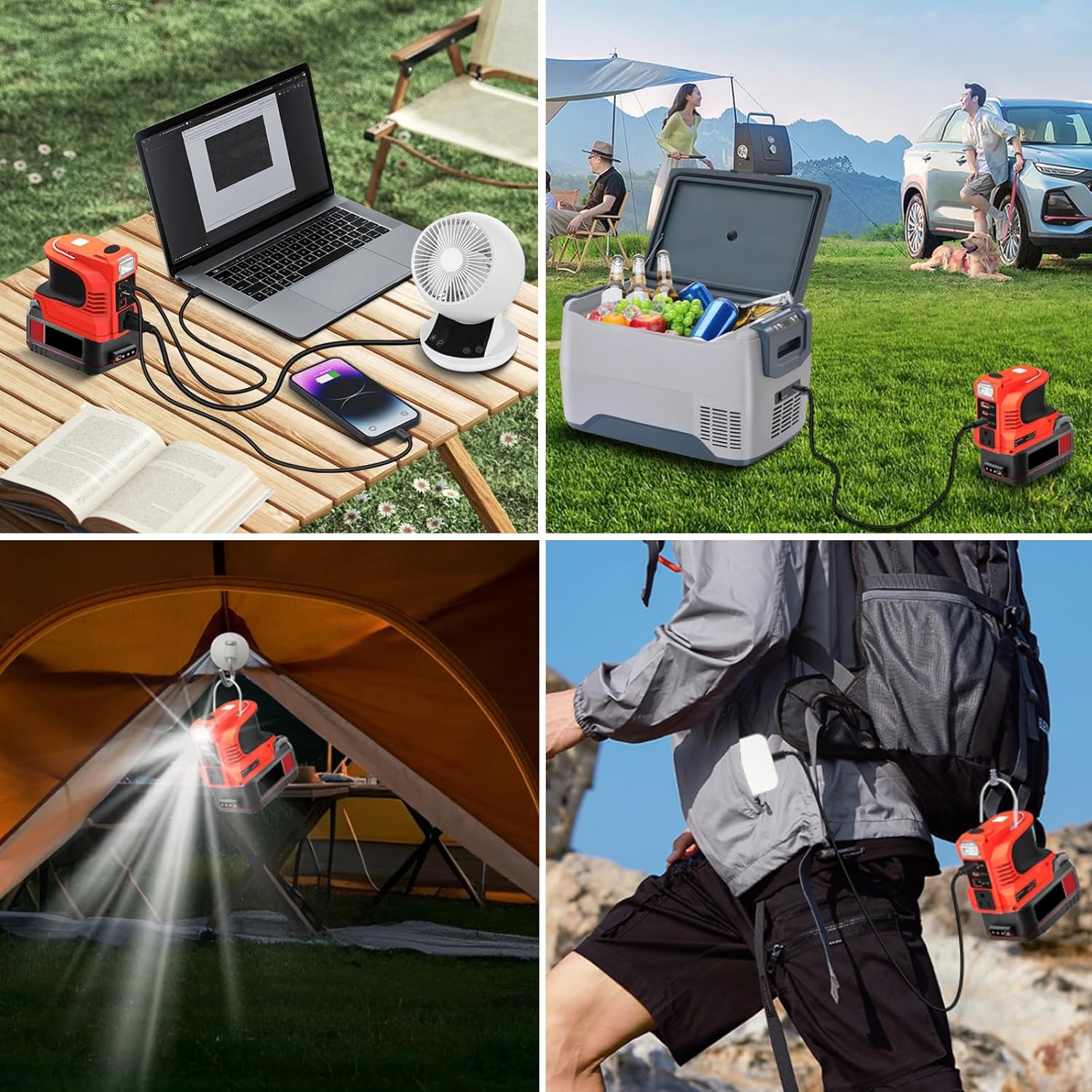 220W Power Inverter for Bauer 20V, DC 24V to AC 110-120V Portable Power Charger with 2 USB Ports, 1 Type-C, and 1 AC Outlet (No Battery)