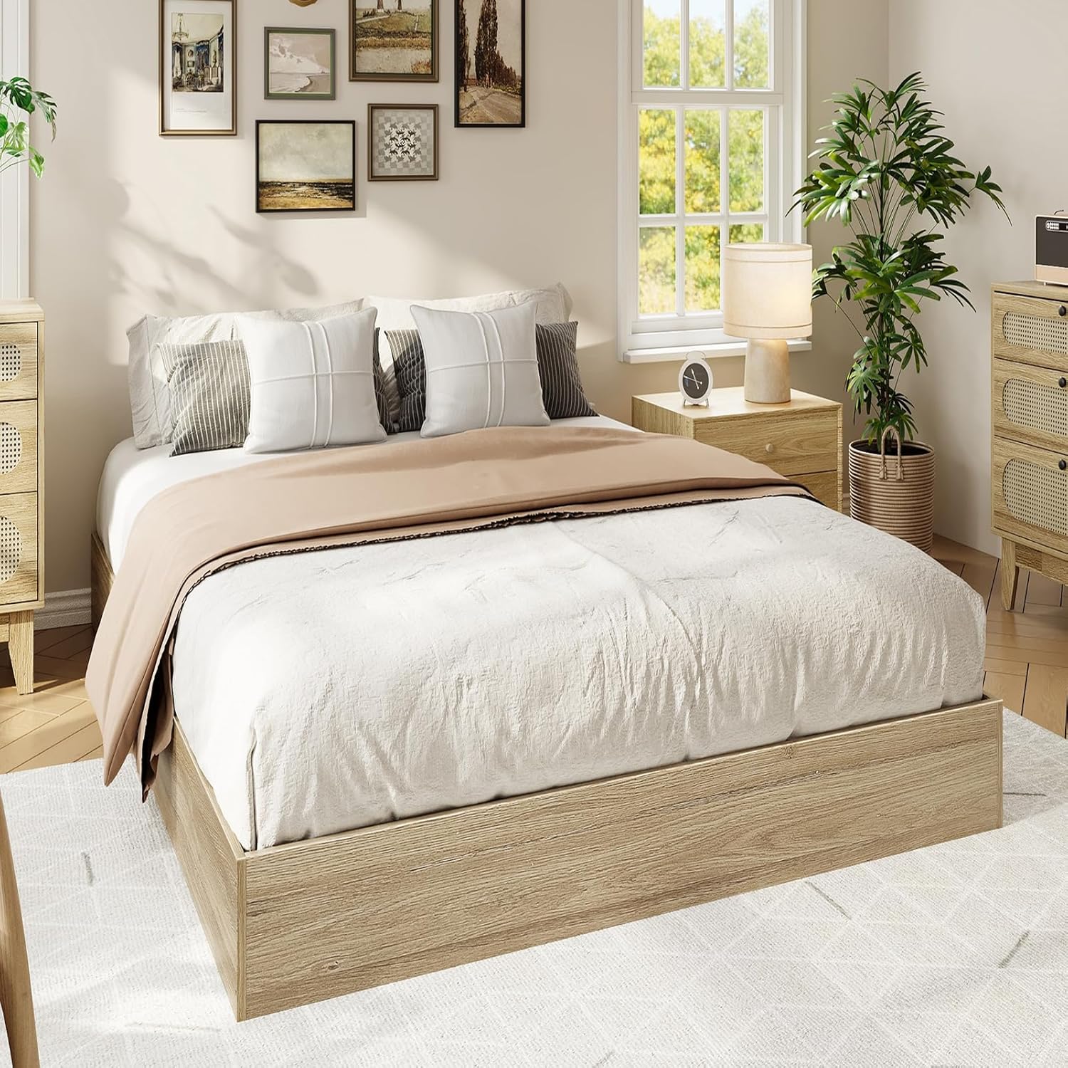 IDEALHOUSE Platform Bed Frame Twin XL Size,Wooden Slat Support,No Box Spring Needed, Easy Assembly, Natural