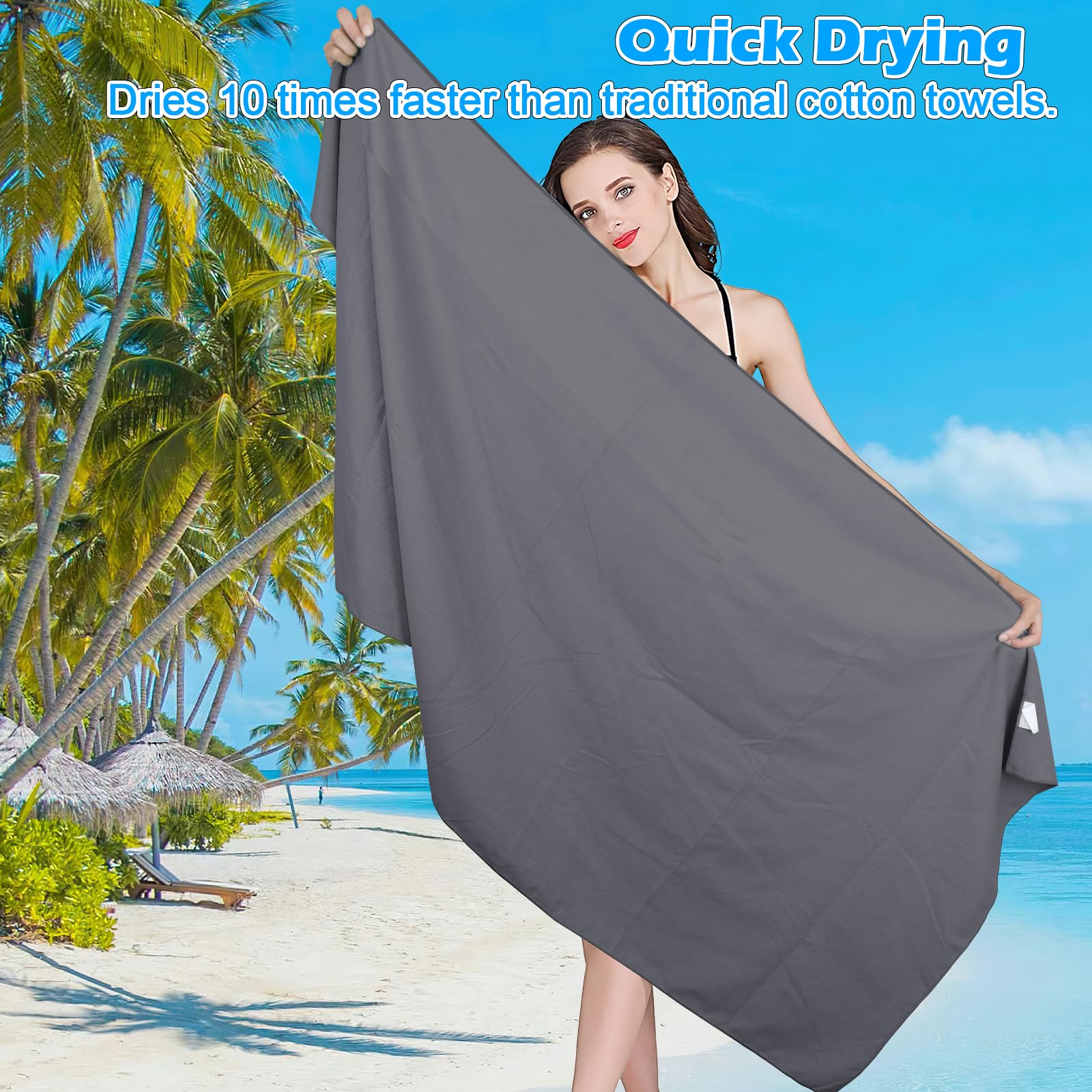 Toalla De Playa De Microfibra 180x80 Cm - Ultraligera, Secado Rápido, Con Bolsa