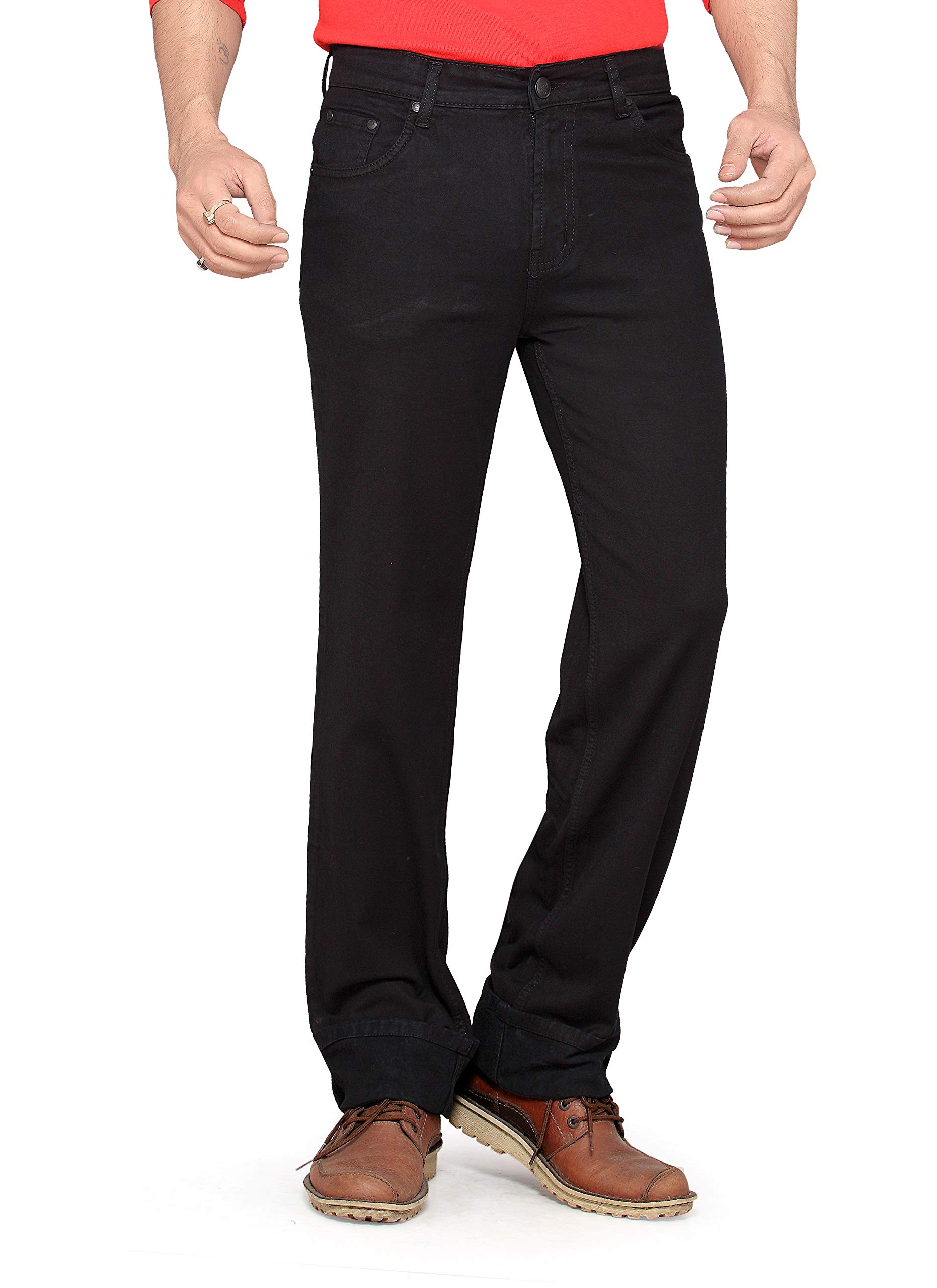 Dragaon Mens Super Stretchable Relax Fit Silky Fabric Jeans- Black