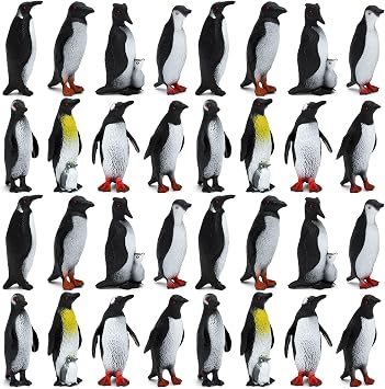 ONEST 32 Pieces Miniature Penguin Figurines Plastic Arctic Animal Figures for Fairy Garden Micro Landscape Winter Decor