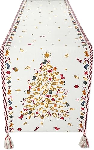 Folkulture Caminos de mesa navideños de 108 pulgadas de largo para decoración temática navideña, camino de estilo rústico bohemio para decoración