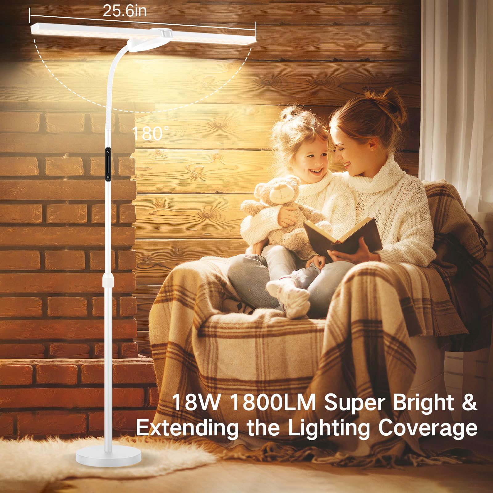 OUTON Lampada da Terra LED Dimmerabile, Controllo Della Temperatura a 4 Colori, Telecomando e Controllo Touch, Soggiorno, Camera da Letto, Ufficio 1 ora Timer, Bianco