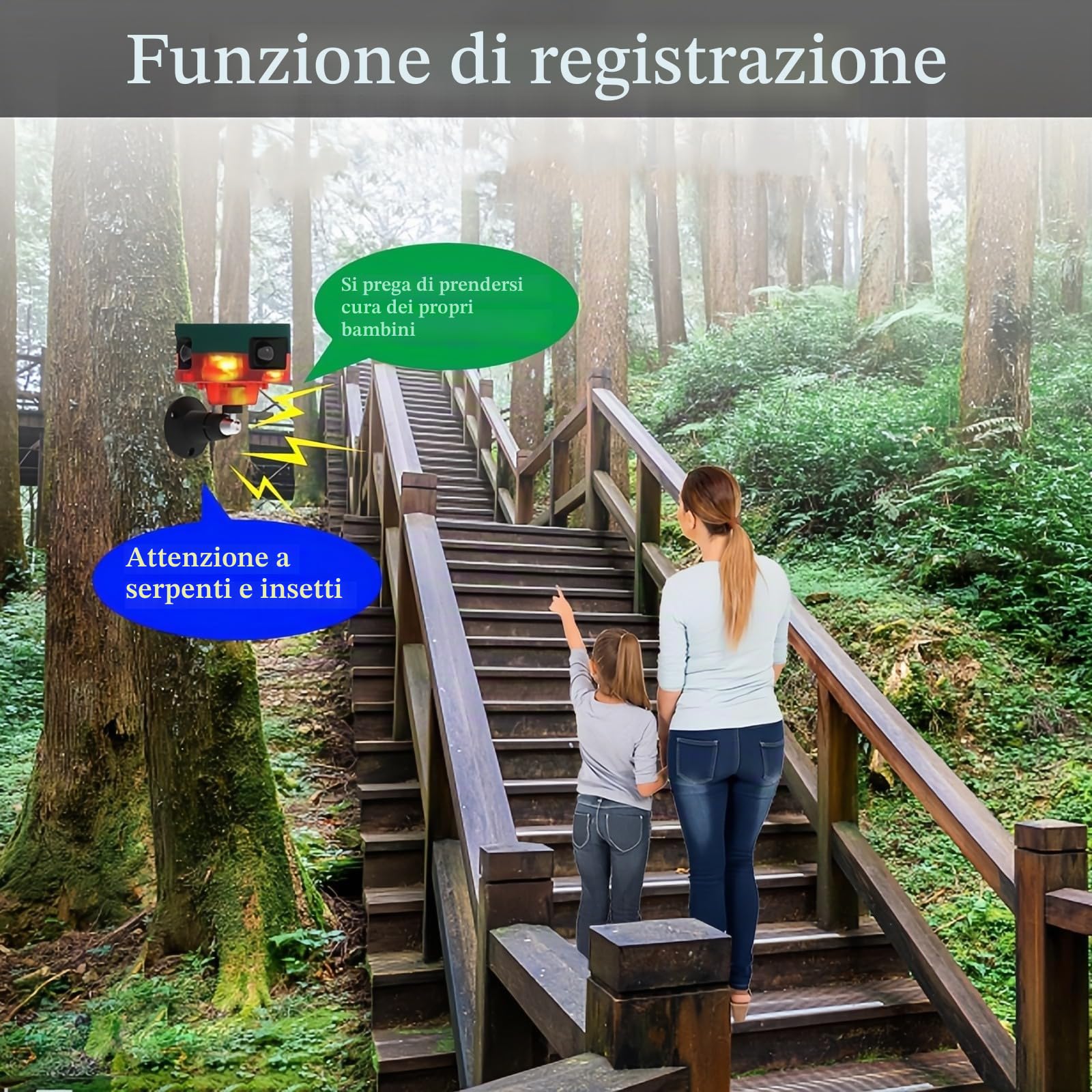 sensore movimento solare allarme repellente 360°Rilevatore di movimento forte sirena LED luce lampeggiante IP55 impermeabile con telecomando registrazione per fattoria casa fienile cortile