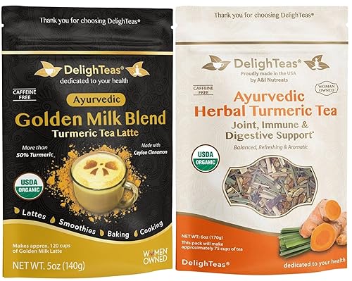 Miniatura 1 de DelighTeas Paquete antiinflamatorio té de cúrcuma de hierbas para apoyo articular, inmunológico y digestivo
