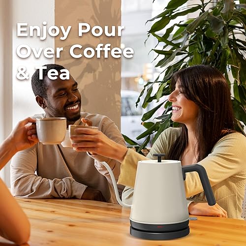 Miniatura 7 de NYOTA Hervidor eléctrico de cuello de cisne, hervidor de té eléctrico de 0.8 L de acero inoxidable 304, calentamiento rápido de 1200 W, hervidor de