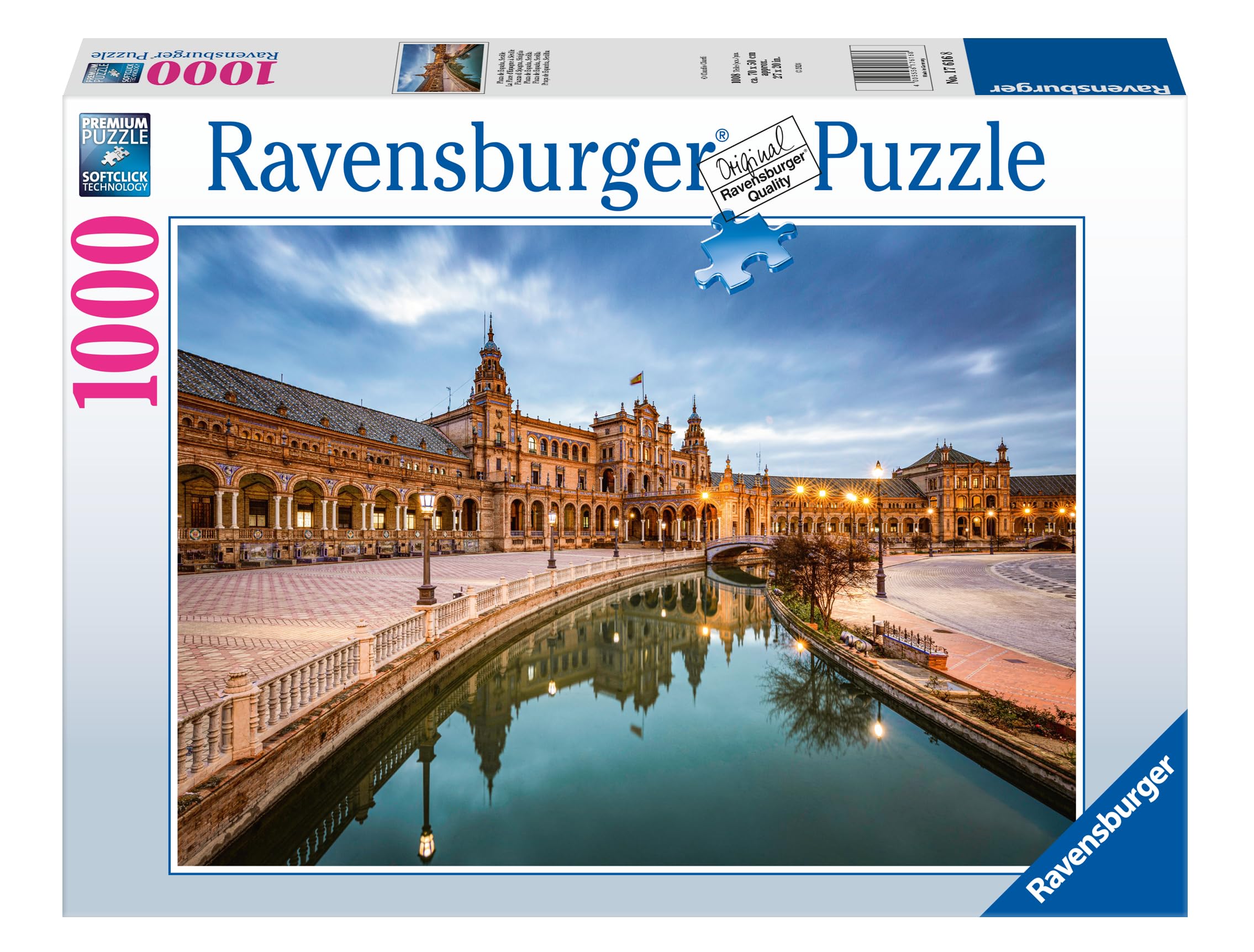Ravensburger - Puzzle Sevilla: Plaza España, Puzzle 1000 Piezas, Puzzles para Adultos, Puzzle 1000 Piezas Adultos, Pegamento Puzzle para Enmarcar, Rompecabezas Adultos, Puzzle Foto Paisaje 70x50