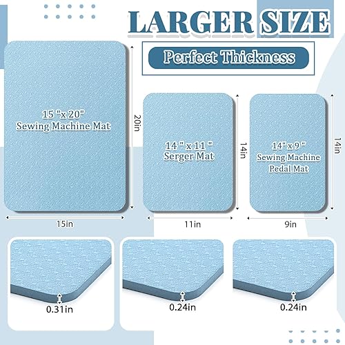 Miniatura 9 de Drydiet 3 alfombrillas de silenciamiento para máquina de coser, alfombrilla de pedal para máquina de coser, almohadilla de goma antideslizante que