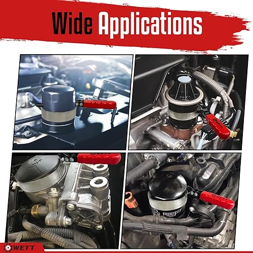 Miniatura 6 de WETT Juego de llaves giratorias para filtro de aceite, herramienta estándar de extracción de filtro de aceite de 4 piezas, alicates removedores de